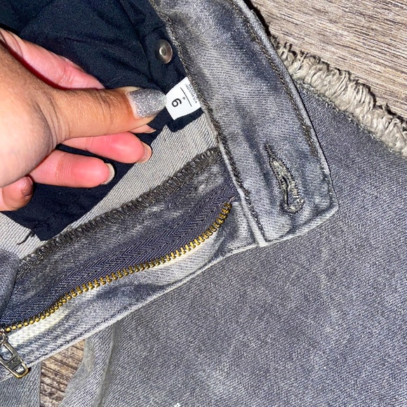 LOFT Frayed High Rise Jeans - Gray Wash - Picture 5 of 6